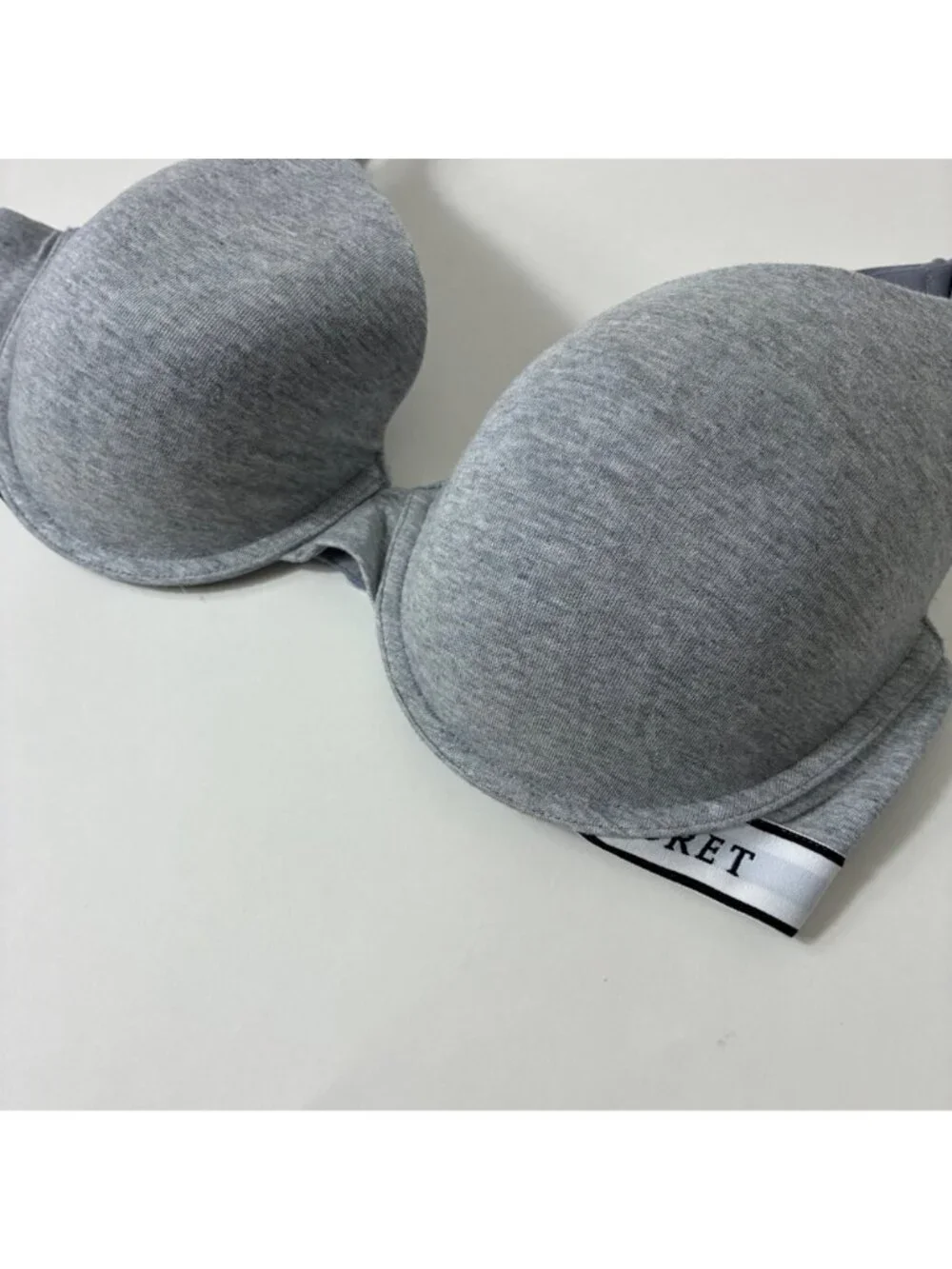 Victoria’s Secret Lightly Lined Demi Bra Gray 36D Logo Band T-Shirt
